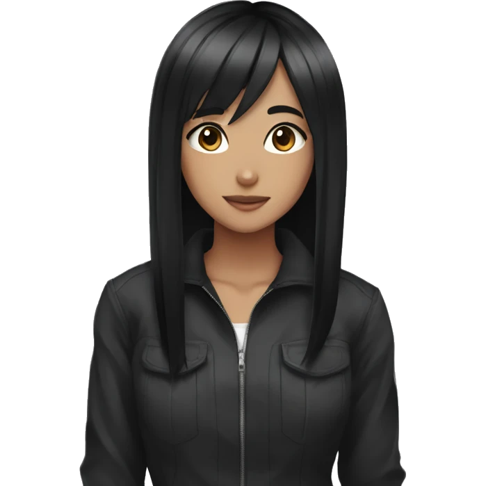 anime girl black shor hair emoji