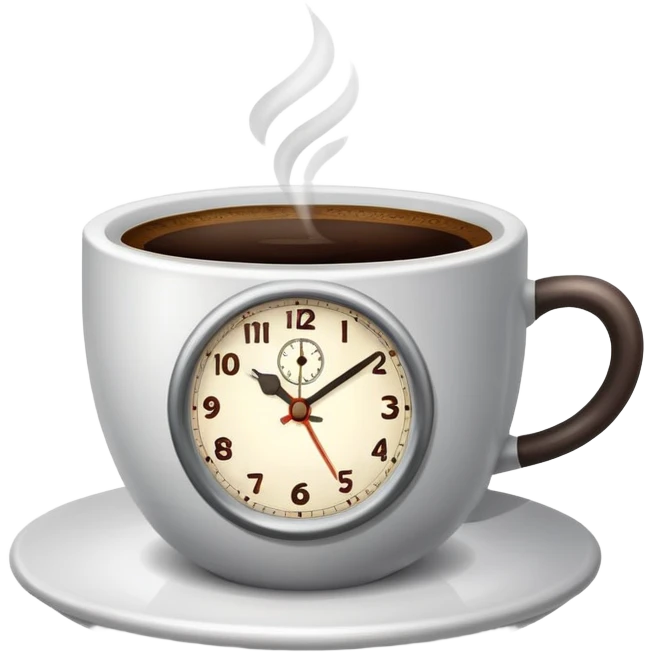 Coffee time with clock emoji