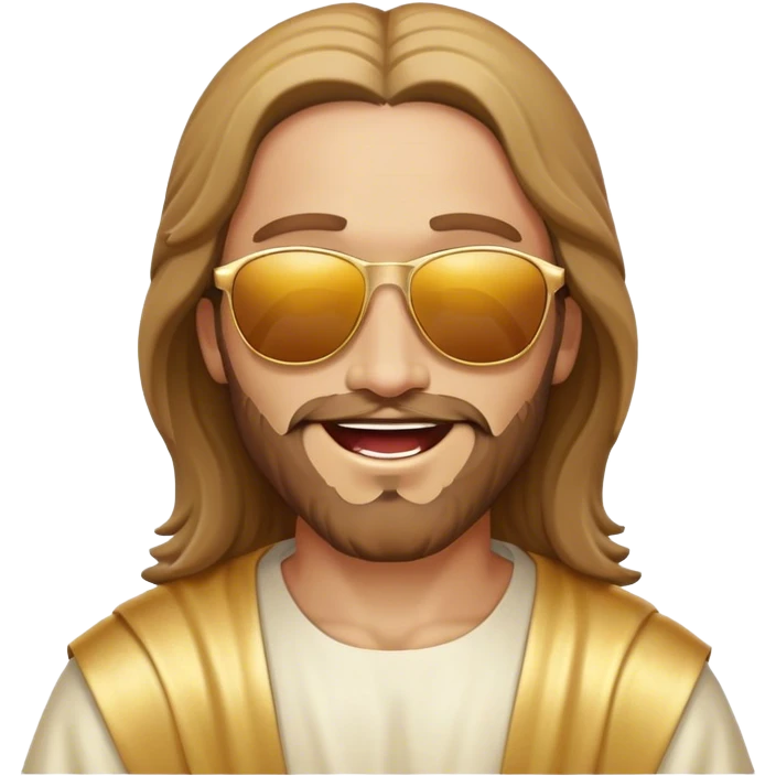 dancing figure of rejoicing Jesus with  sunglases golden  emoji