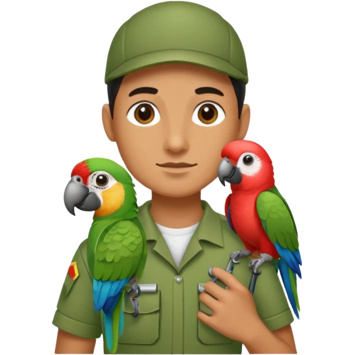 Walker + parrot on shoulder, Pet Walkers. emoji