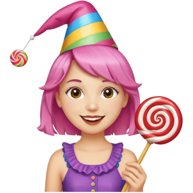 very pretty candy shop girl face with lollipop hair emoji