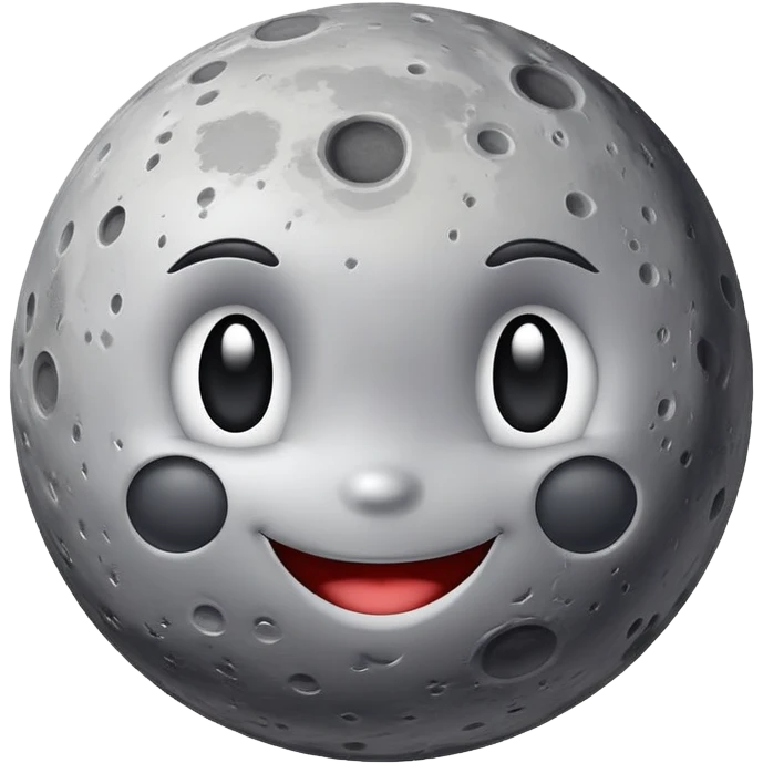 Mercury planet with a cute smiling face and crater details emoji