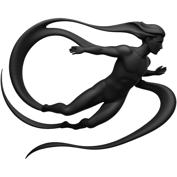 Simple male silhouette formed by subtle flowing energy, minimalist monochrome abstract waves, no facial features emoji