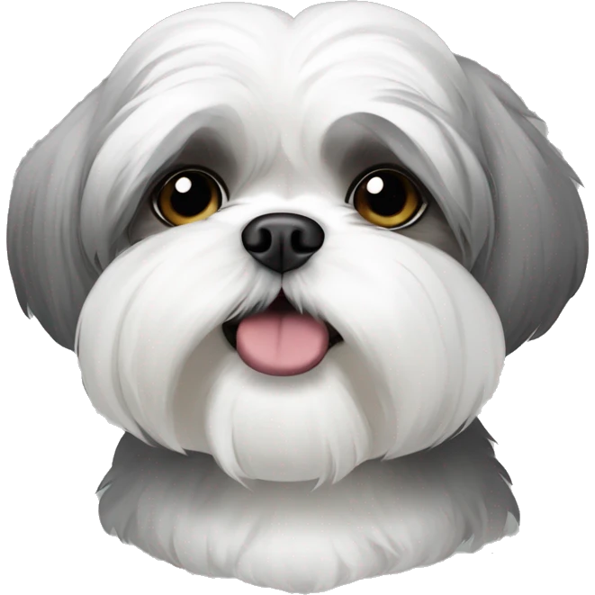White and grey shih tzu with underbite emoji