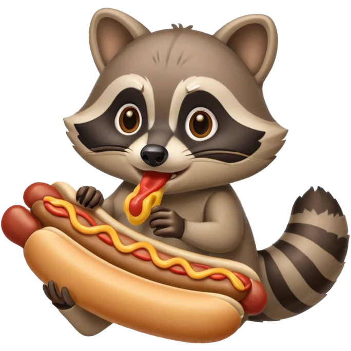 Raccoon eating a hotdog emoji