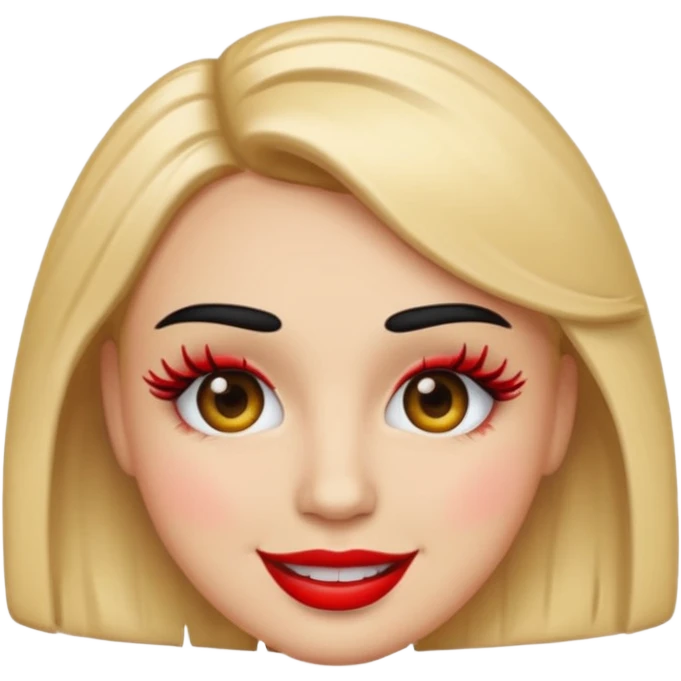 Emoji with fake eyelashes and red lips  emoji