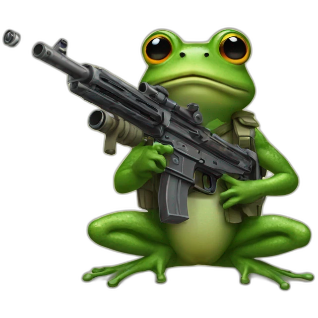 Frog with a machine gun emoji