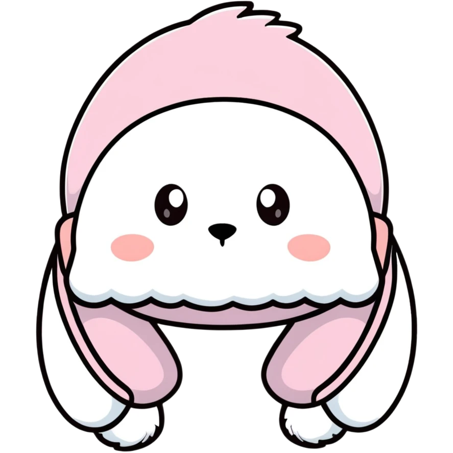 cute fluffy pastel pink winter hat with earflaps, super soft and plush emoji