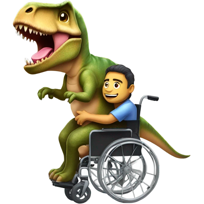 T Rex giving a human a piggy back in a wheelchair emoji