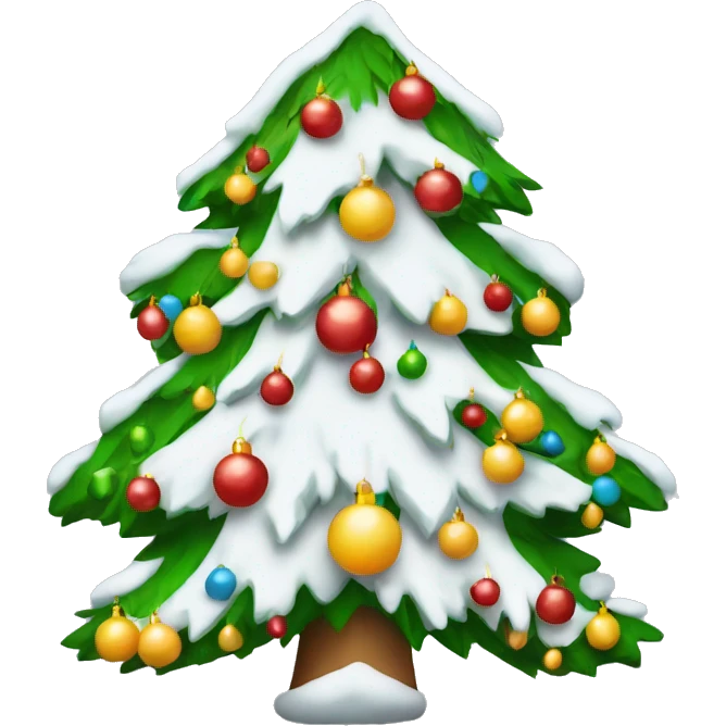 a decorated christmas tree with snow on the branches  emoji