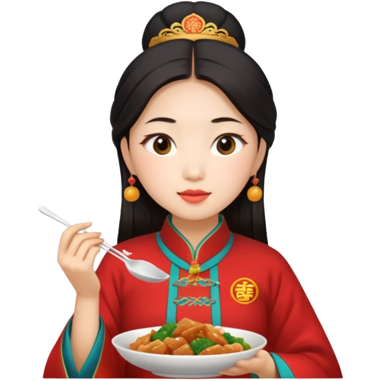 give me a authentic beijing women eating beijing food emoji