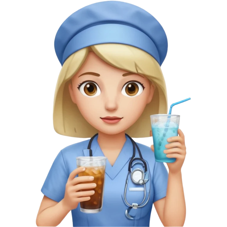 nurse holding iced drink emoji