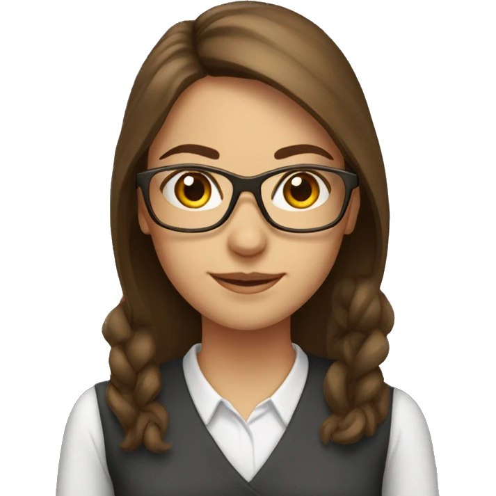 teacher glasses female brown long hair emoji