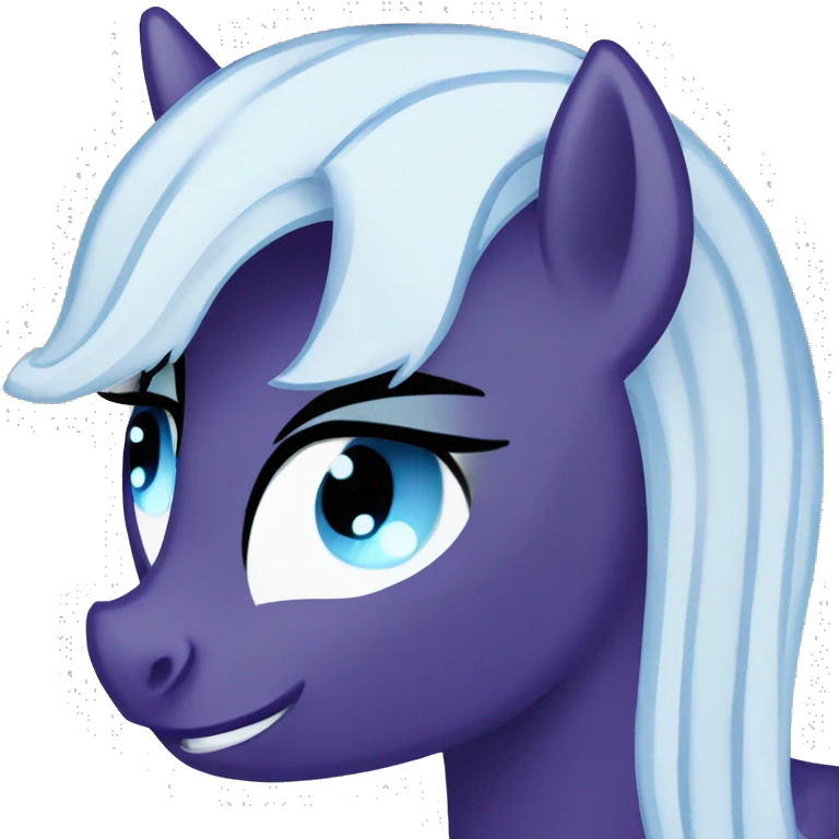 My little pony  Evil dark purple alicorn with blue eyes and blue eyes shadow with white hair with blue sstreaks emoji