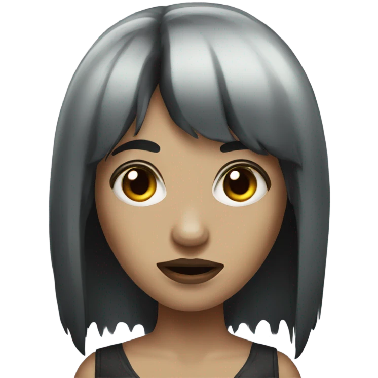 zombie woman with black hair and bangs emoji