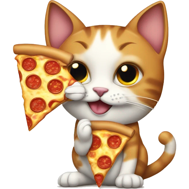 Cat eating pizza emoji