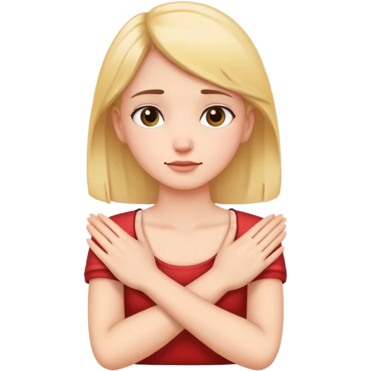 Girl holding her neck with her hands crossed emoji