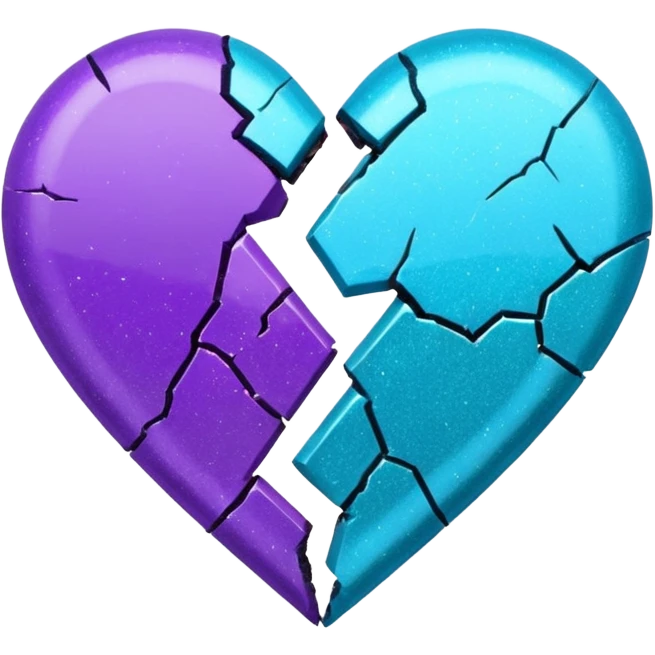 glitter cian and purple broken heart emoji