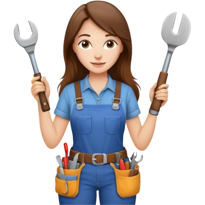 beautiful girl with long brown hair renovating her kitchen emoji