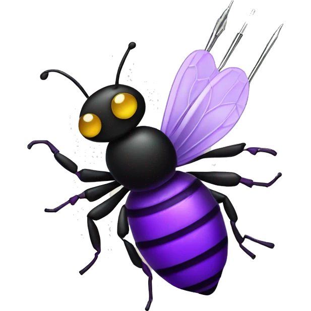 black and purple bee with a needle holder instead of a stinger emoji