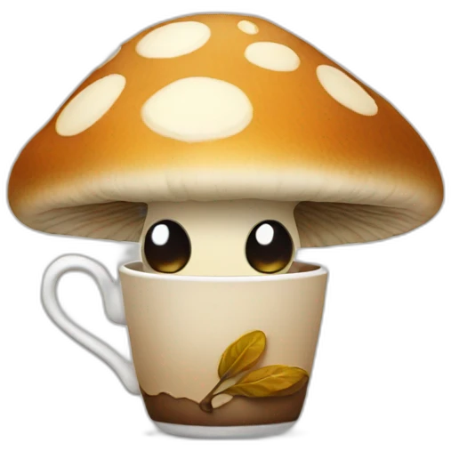 Mushroom having coffee emoji