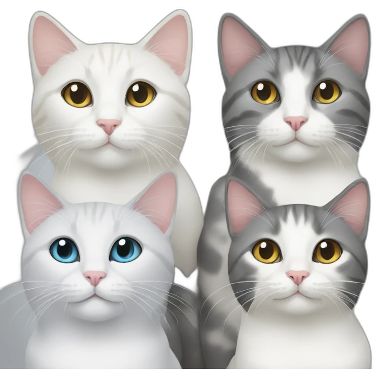 two white and one gray cat 3 cats emoji