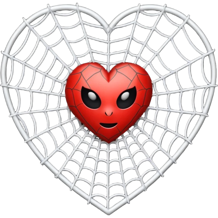 An heart emoji made up of SPIDER web without SPIDER emoji
