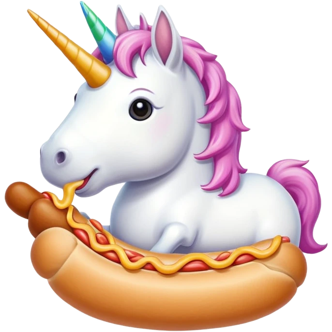 Unicorn eating hotdog emoji