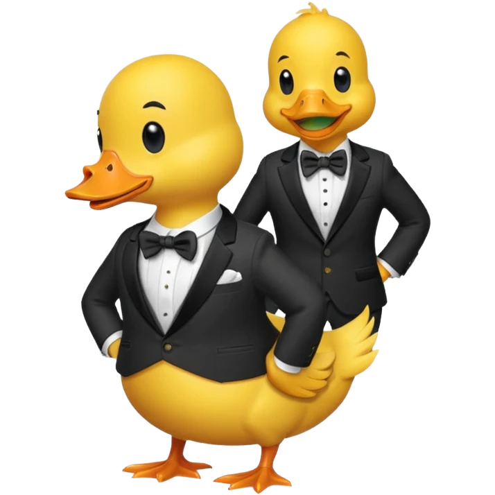 yellow duck dressed as a gentleman, suit and bow tie emoji