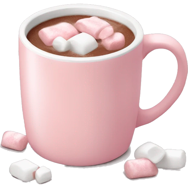 Light Pink mug of hot chocolate with marshmallows  emoji