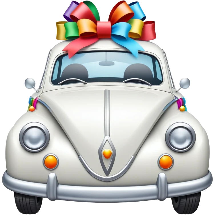 Just married car with cans and ribbons emoji