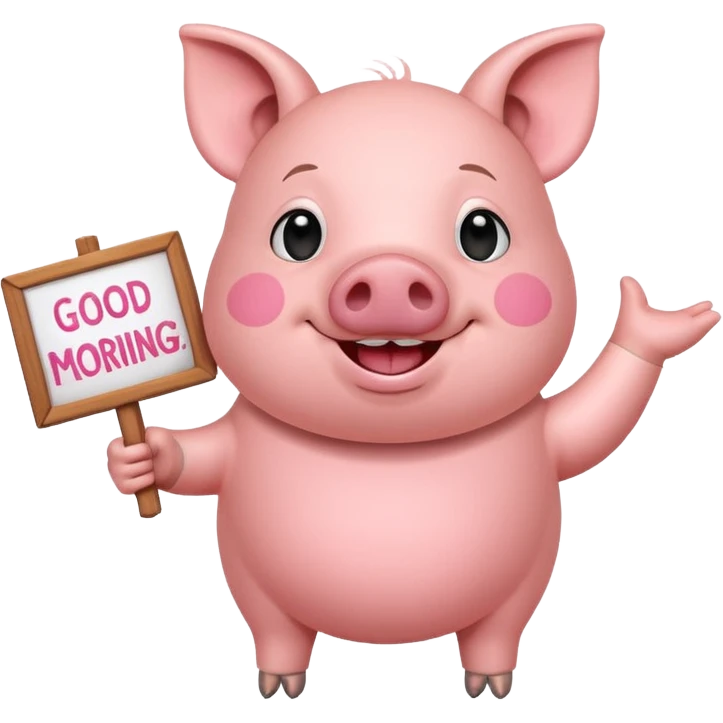 Pig with Inspirational good morning sign emoji