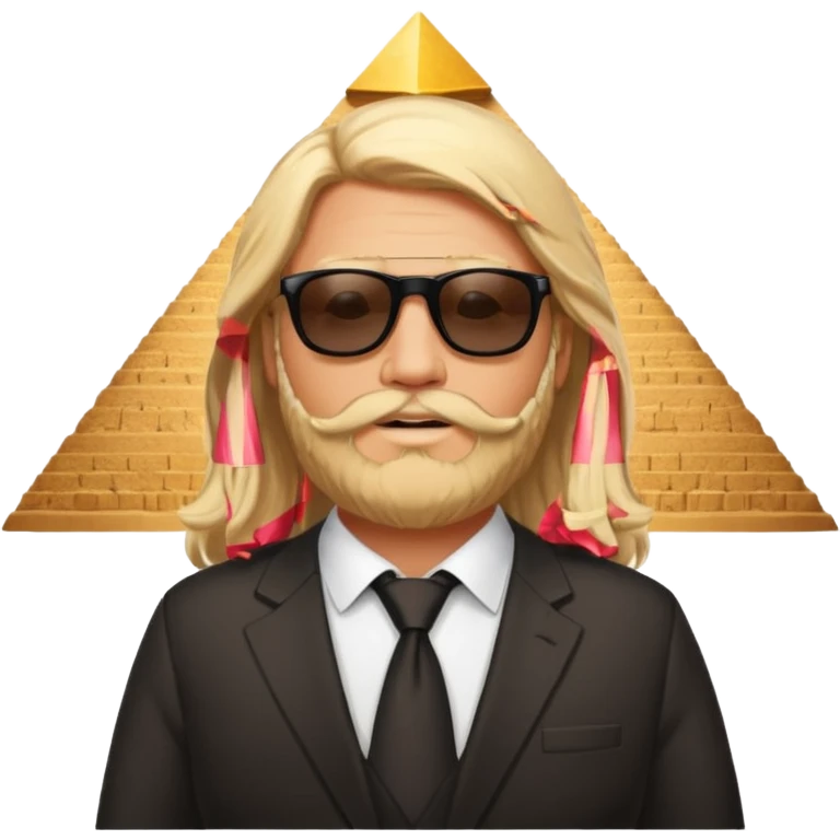 fat male blond long hair agent with three-day-beard in egypt with pyramid. emoji