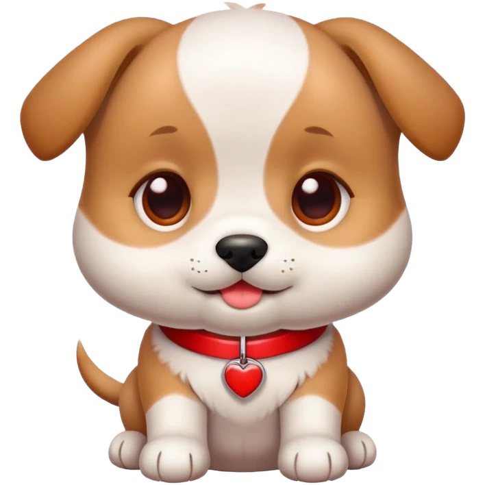 A cute puppy wearing a red collar emoji