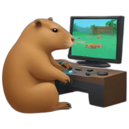 Capybara playing video games emoji