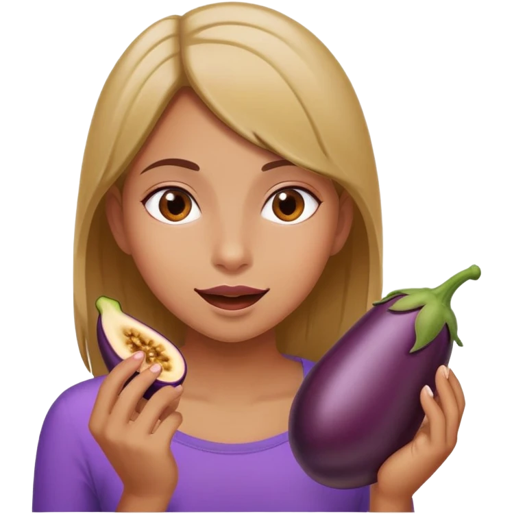 Girl eating eggplant emoji