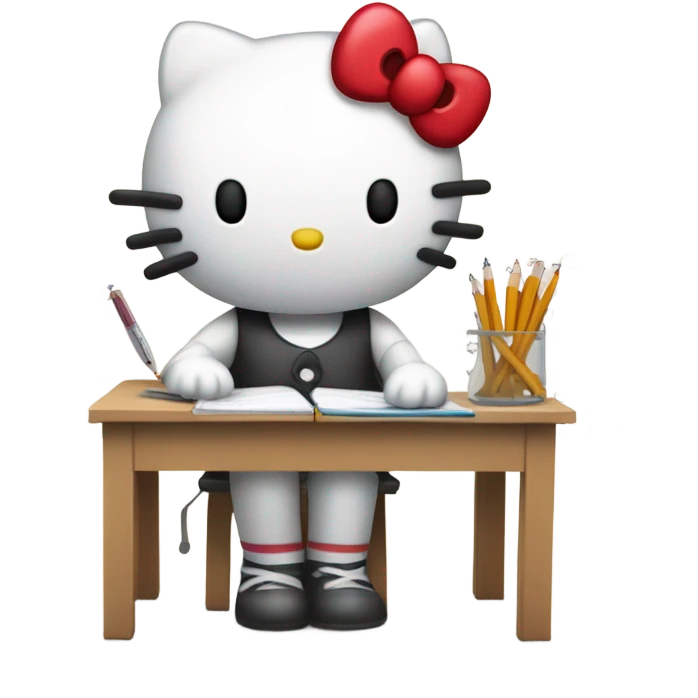 Hello kitty doing math emoji
