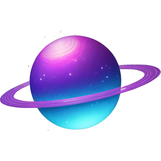sparkly glittery blue purple and pink glitter planet with white saturn ring emoji