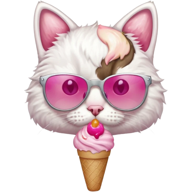 cat with pink ice cream in sunglasses emoji
