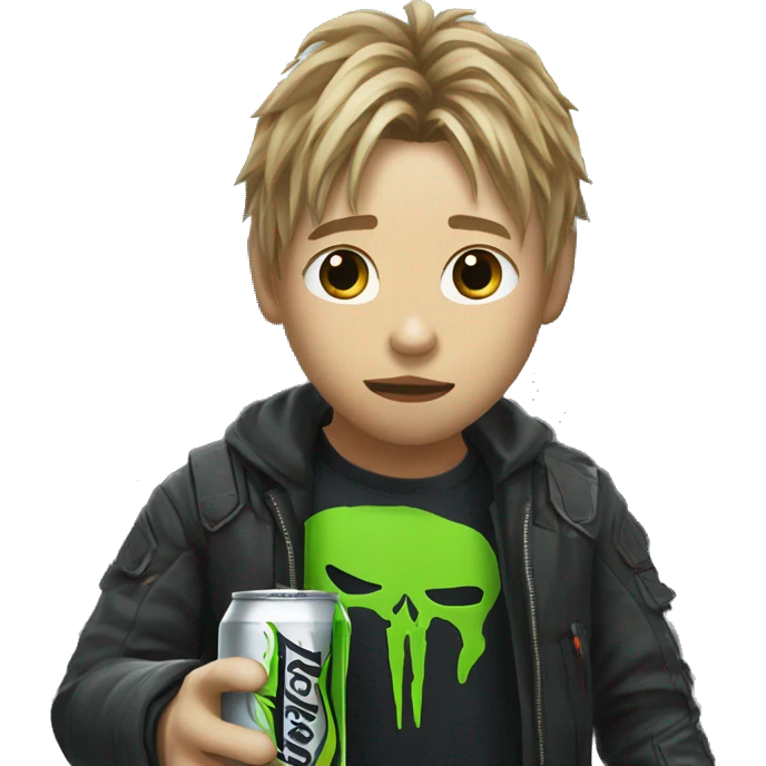 Sam from Death Stranding drinking Monster Energy Drink  emoji