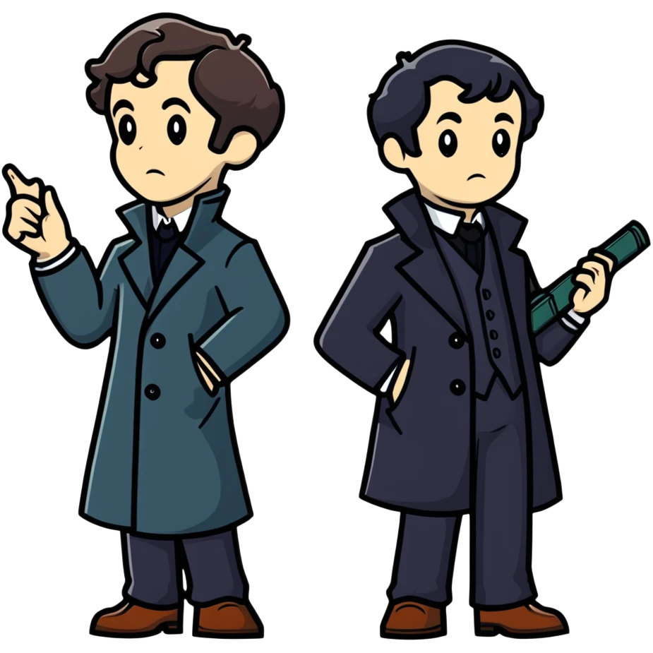 Sherlock and Watson solving a mystery together emoji
