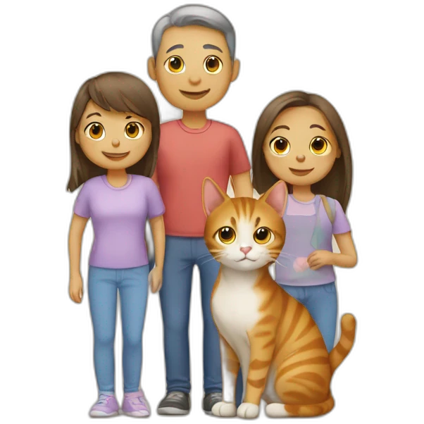 Cat with human’s family emoji