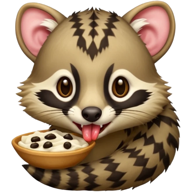civet emoji with enjoying food with long tongue emoji