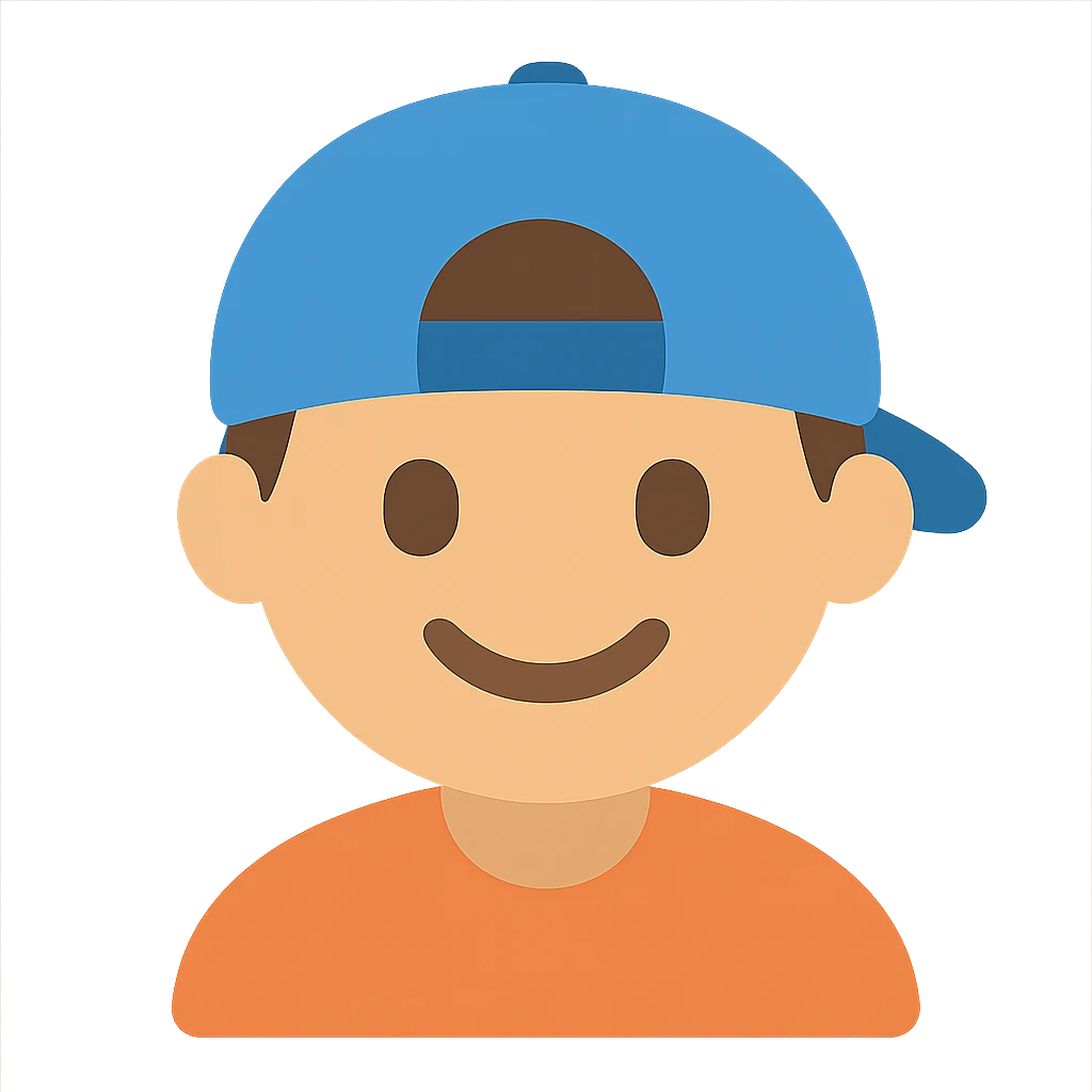 niño con gorra de patras, playful and rounded shapes icon style emoji