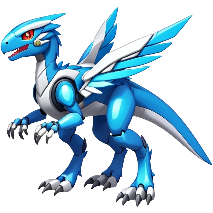 Shiny Futuristic Celestial Fakemon-Pokemon-Digimon-Spectrobes-Raptor-fusion, full body emoji