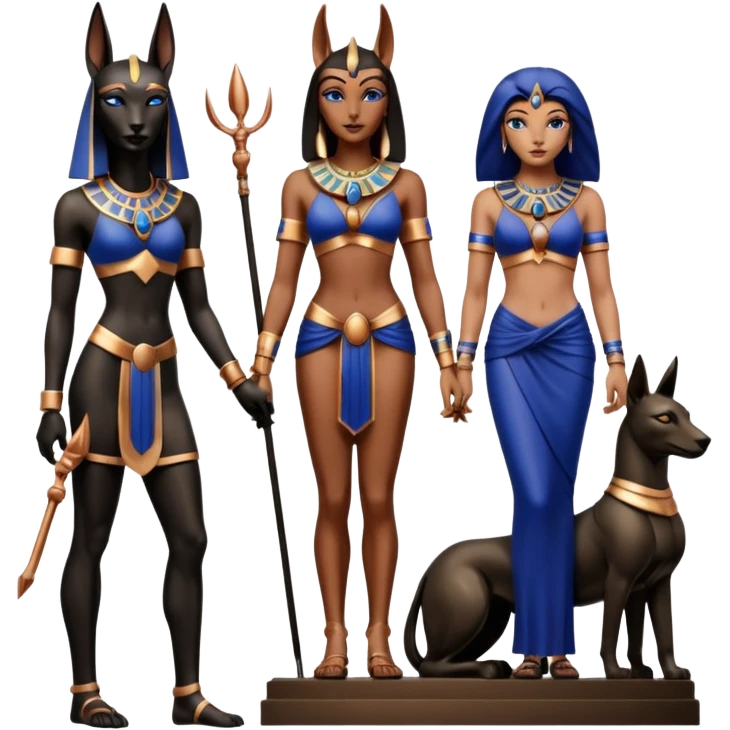  Black and lapis rose gold, and woman anubis floor statue posed  emoji