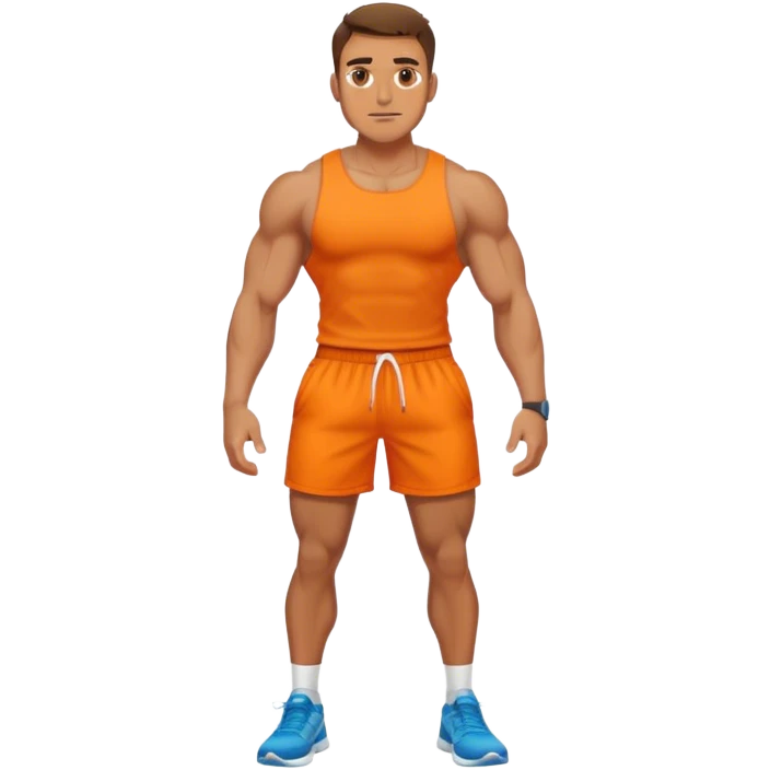 full male legs back with orange gym shorts emoji