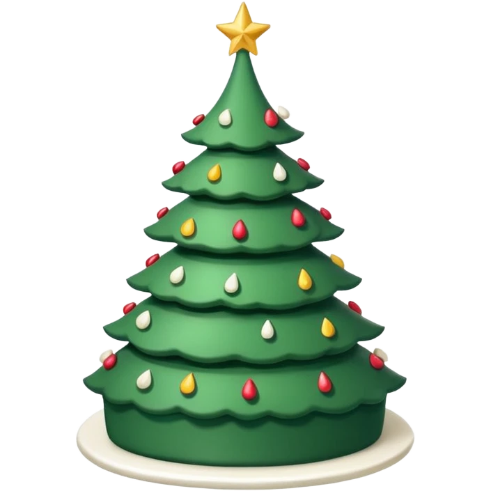 flat cake that looks like christmas tree, it is whole layered with white cream and has sharp corners emoji