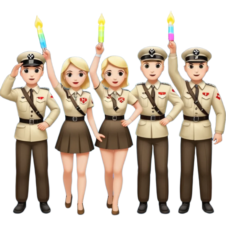 Nazis dancing with glow sticks saluting emoji