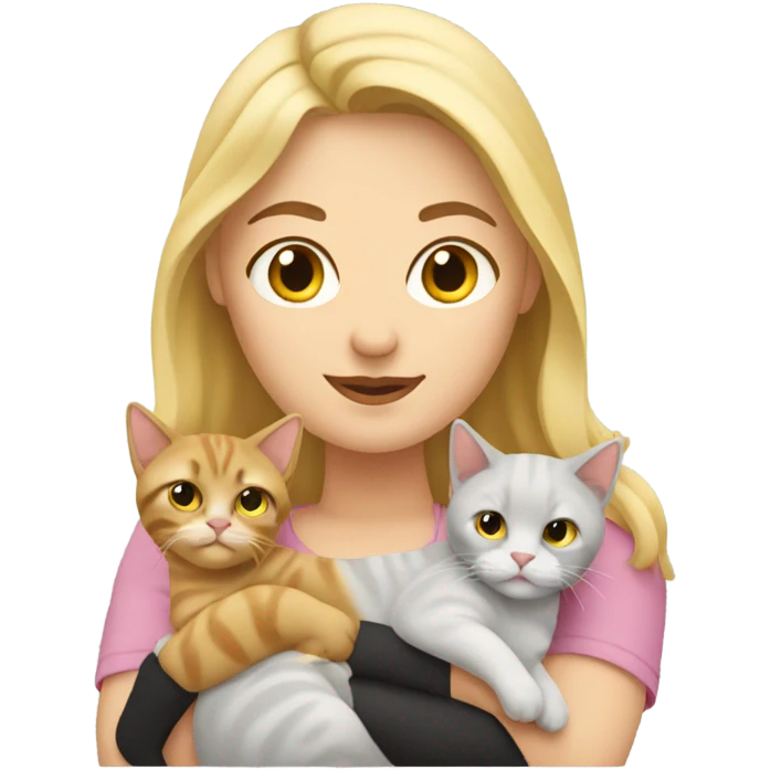 Really Fat blonde woman with 2 cats emoji